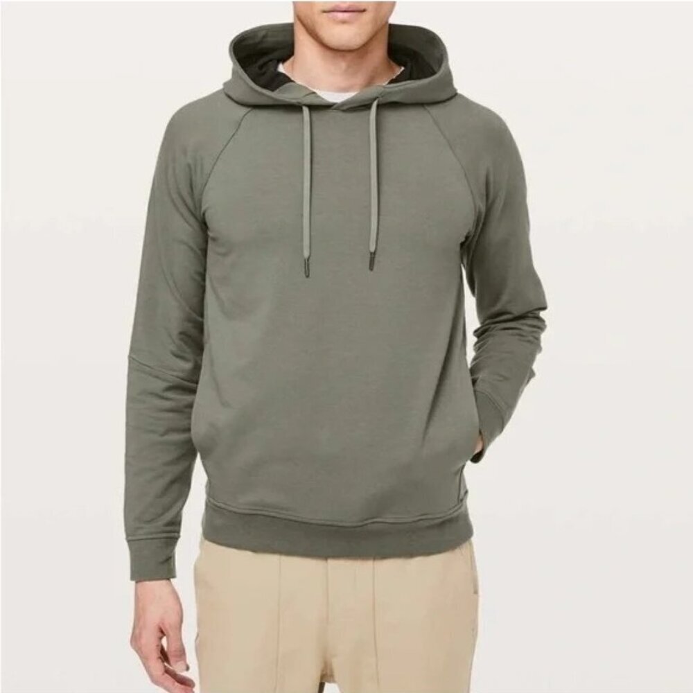 Lululemon Mens Size X-L City Sweat Pullover Hoodie French Terry Grey Sage